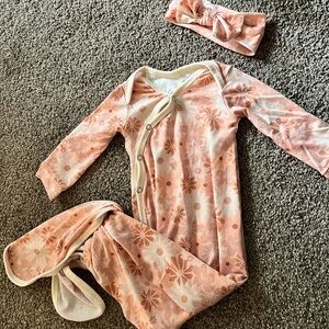 Copper Pearl Floral Baby Onesie with Headband
